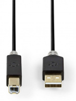 Nedis USB kaapeli | USB 2.0 | USB-A Uros | USB-B Uros | 480 Mbps | Kullattu | 2.00 m | Pyöreä | PVC | Antrasiitti | Laatikko Nedis USB kaapeli | USB 2.0 | USB-A Uros | USB-B Uros | 480 Mbps | Kullattu | 2.00 m | Pyöreä | PVC | Antrasiitti | Laatikko