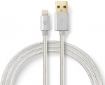 Nedis Lightning Kaapeli | USB 2.0 | Apple Lightning 8-Pin | USB-A Uros | 480 Mbps | Kullattu | 3.00 m | Pyöreä | Nailon / Punottu | Alumiini | Laatikko kannella ja ikkunalla