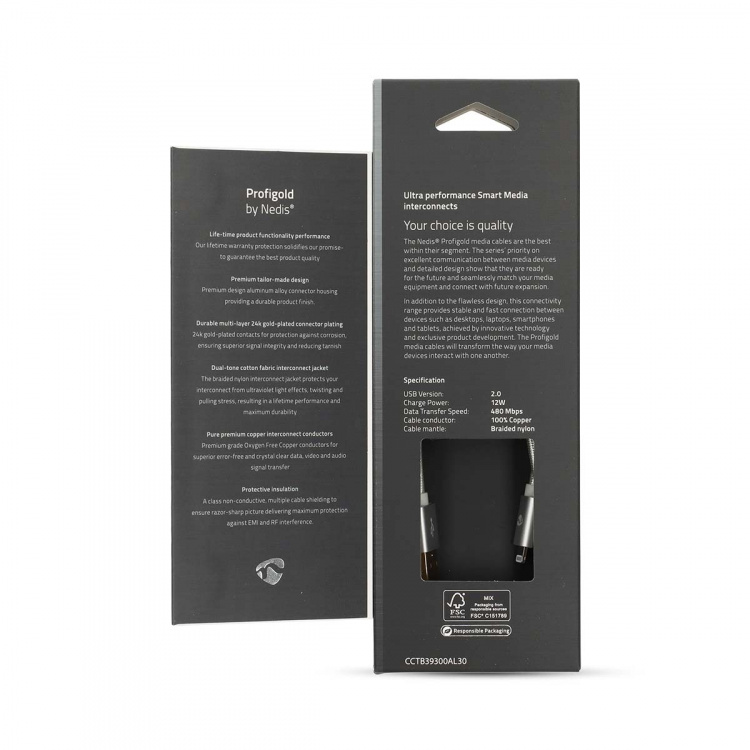 Nedis Lightning Kaapeli | USB 2.0 | Apple Lightning 8-Pin | USB-A Uros | 480 Mbps | Kullattu | 3.00 m | Pyöreä | Nailon / Punottu | Alumiini | Laatikko kannella ja ikkunalla