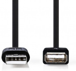 USB kaapeli | USB 2.0 | USB-A Uros | USB-A Naaras | 5.5 W | 480 Mbps | Niklattu | 2.00 m | Pyöreä | PVC | Musta | Panta