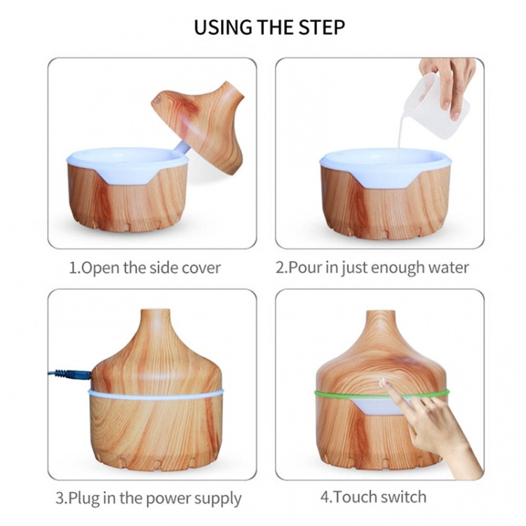 Ilmankostutin/Aromihajotin puinen design 300ml, Vaalea puu