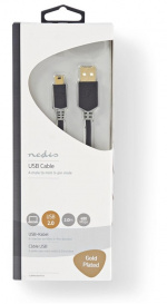 Nedis USB kaapeli | USB 2.0 | USB-A Uros | USB Mini-B 5 pin Uros | 480 Mbps | Kullattu | 2.00 m | Pyöreä | PVC | Antrasiitti | Ikkunallinen laatikko