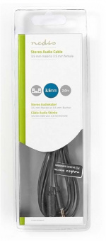 Nedis Stereoäänikaapeli | 3.5 mm uros | 3.5 mm naaras | Niklattu | 2.00 m | Pyöreä | Musta | Laatikko