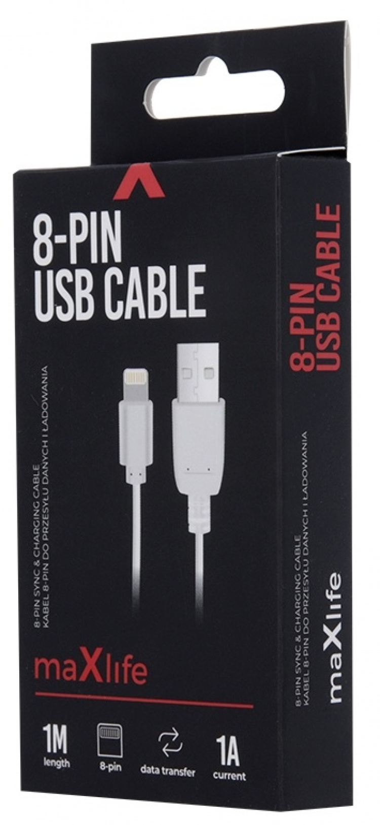 Maxlife latauskaapeli Lightning (1A) 1m, valkoinen Maxlife latauskaapeli Lightning (1A) 1m, valkoinen