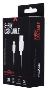 Maxlife Lightning latauskaapeli pikalataukseen (2A), 3m