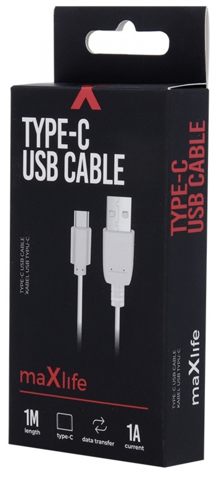 Maxlife USB-C-latauskaapeli (1A), 1 m, valkoinen