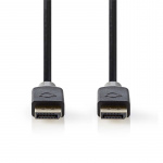 Nedis DisplayPort kaapeli | DisplayPort uros | DisplayPort uros | 4K@60Hz | Kullattu | 2.00 m | Pyöreä | PVC | Antrasiitti | Laatikko