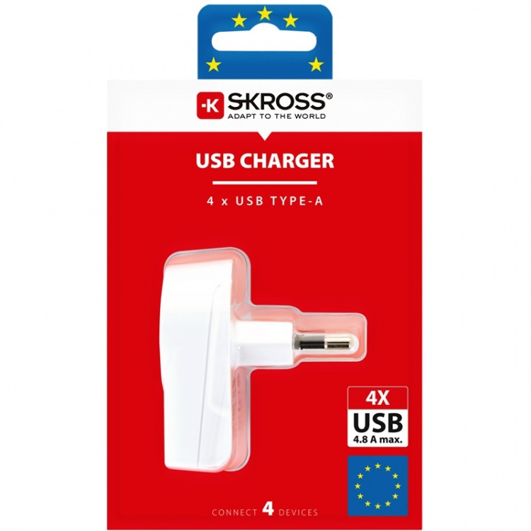 SKROSS 4-Port USB-laddare EU