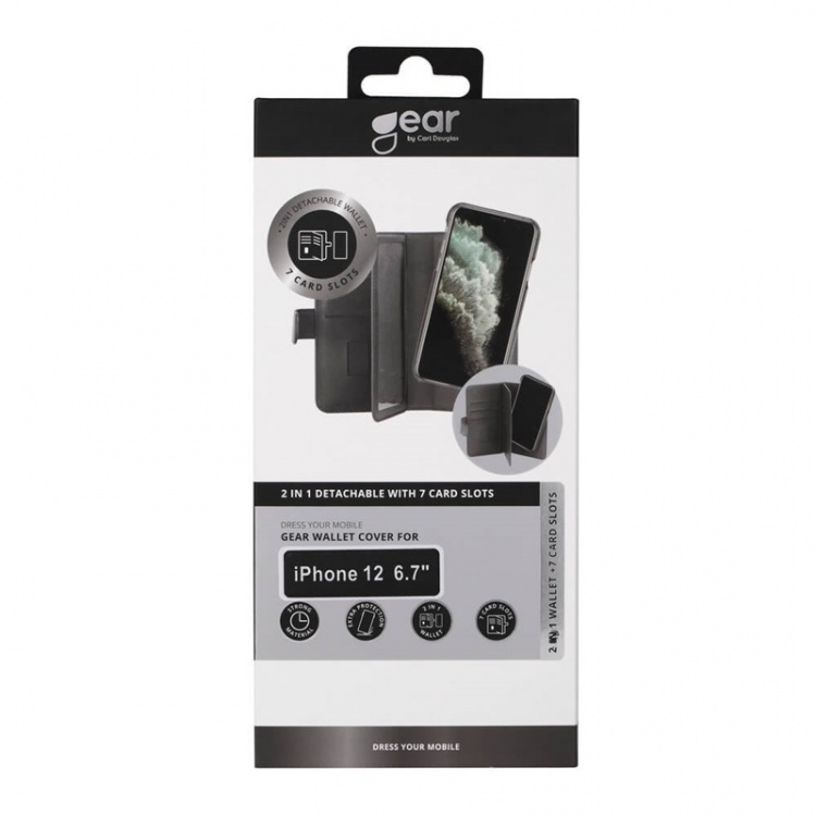 Gear Lompakko 2in1 7 Korttipaikkaa Musta - iPhone 12 Pro Max Gear Lompakko 2in1 7 Korttipaikkaa Musta - iPhone 12 Pro Max