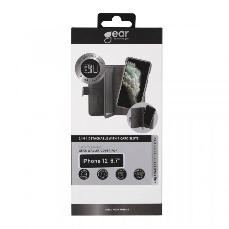Gear Lompakko 2in1 7 Korttipaikkaa Musta - iPhone 12 Pro Max Gear Lompakko 2in1 7 Korttipaikkaa Musta - iPhone 12 Pro Max