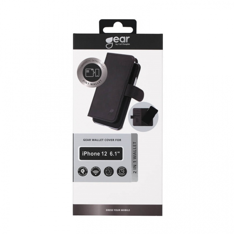 Gear Lompakko 2in1 Musta - iPhone 12 / 12 Pro