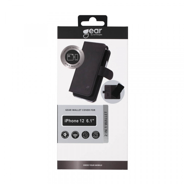 Gear Lompakko 2in1 Musta - iPhone 12 / 12 Pro
