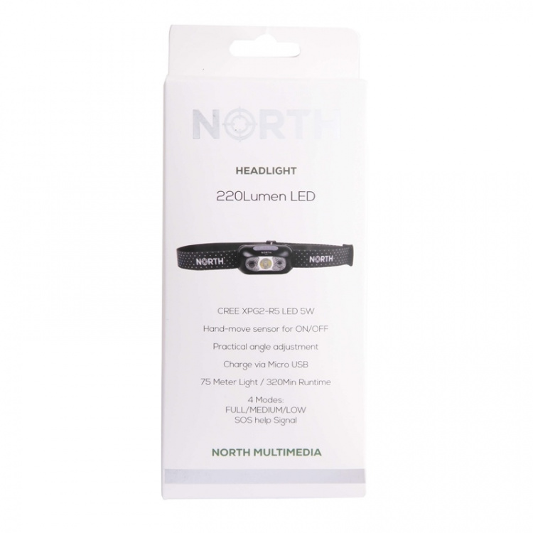 North Otsalamppu Cree-Led (Xpg2) Anturiohjaus Musta 75m