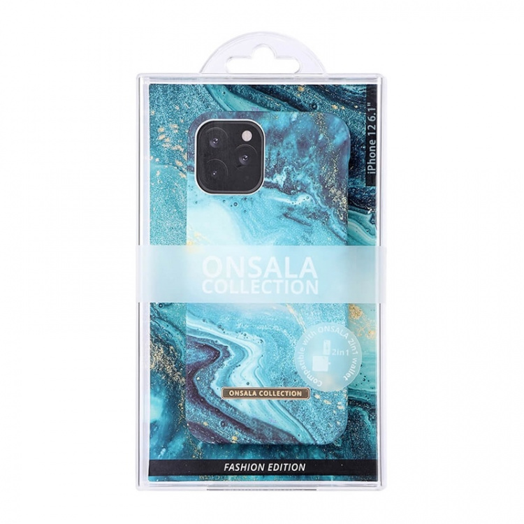 Onsala COLLECTION Suojakuori Matta Blue Sea Marble iPhone 12 / 12 Pro