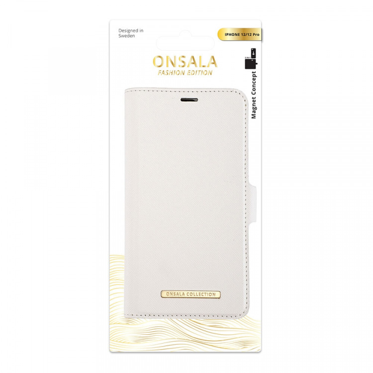 Onsala Lompakko iPhone 12 / 12 Pro Saffiano White Onsala Lompakko iPhone 12 / 12 Pro Saffiano White