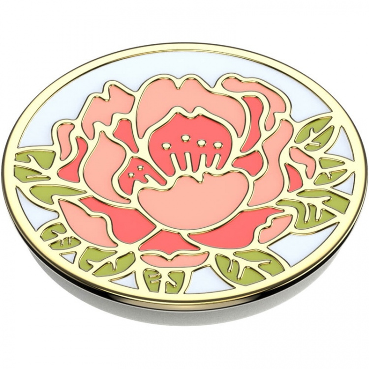 PopSockets Enamel Blooming Peony Pink Avtagbart Grip med Ställfunktion Premium