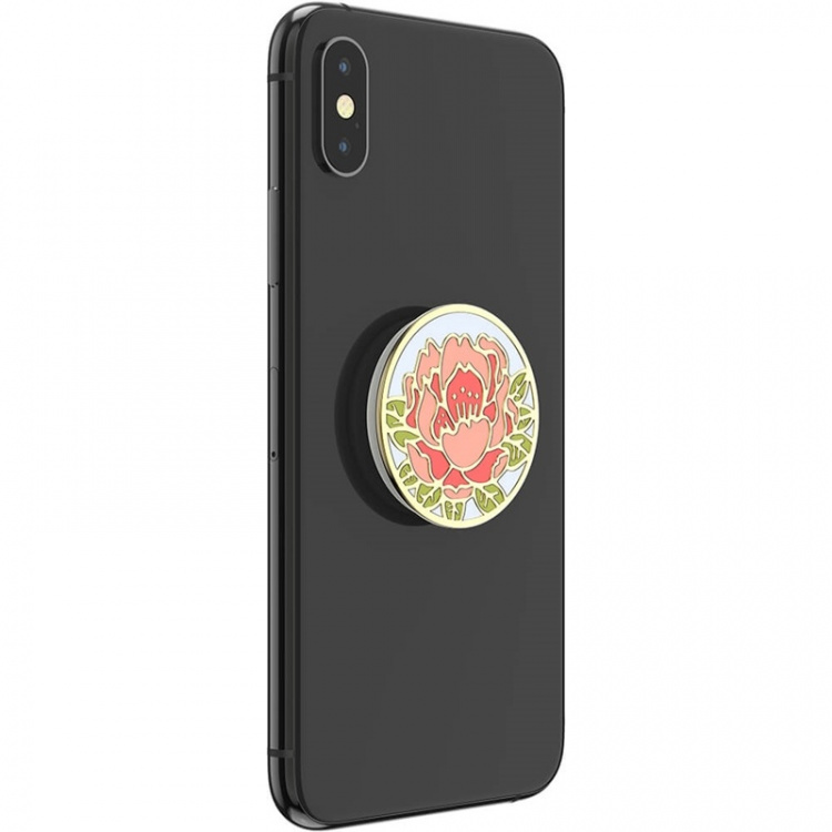 PopSockets Enamel Blooming Peony Pink Avtagbart Grip med Ställfunktion Premium