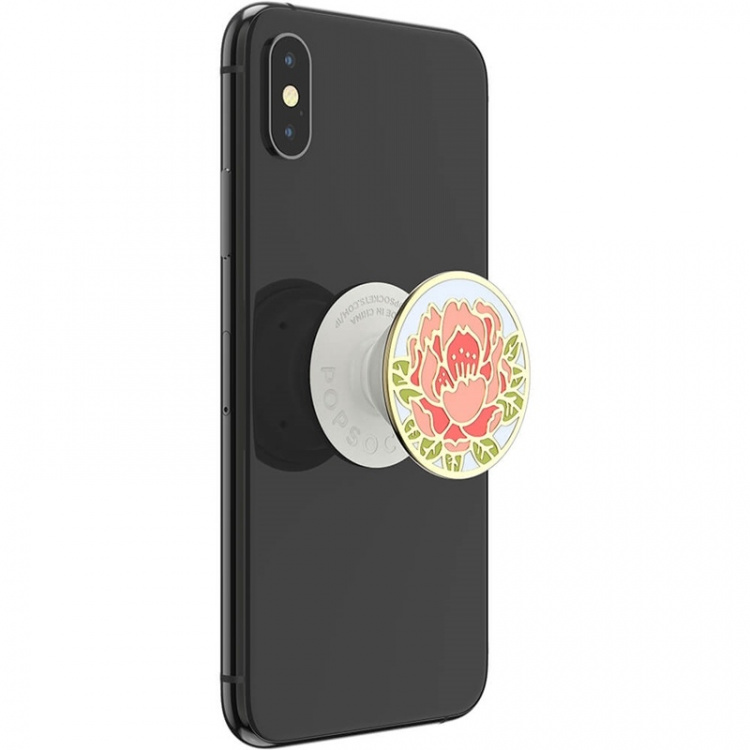 PopSockets Enamel Blooming Peony Pink Avtagbart Grip med Ställfunktion Premium