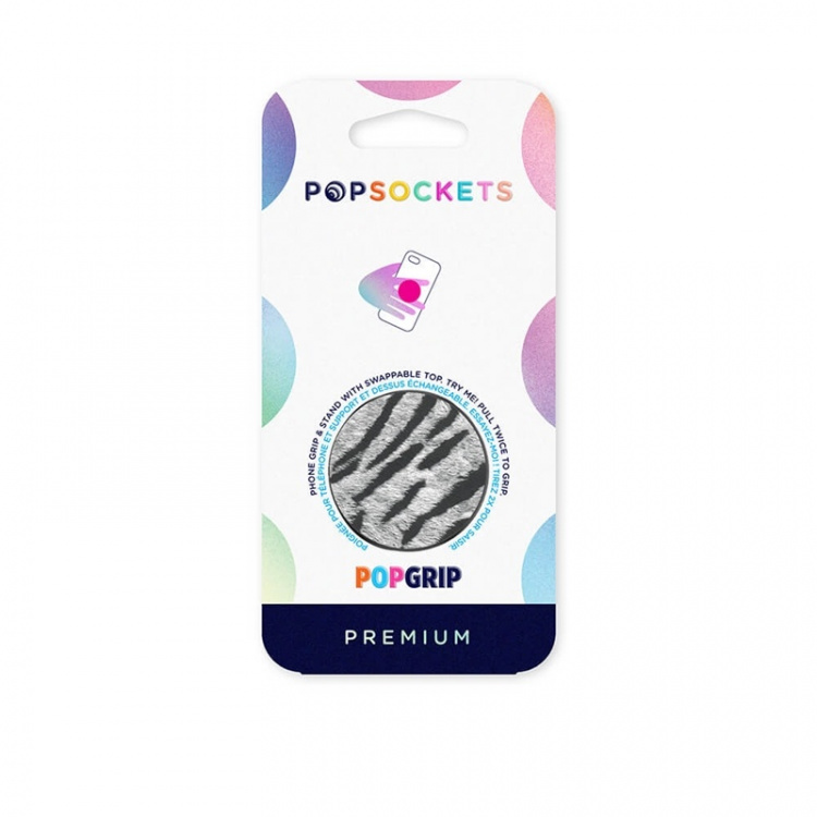 PopSockets Vegan Leather Zebra Irrotettava Grip Telinetoiminnolla Premium