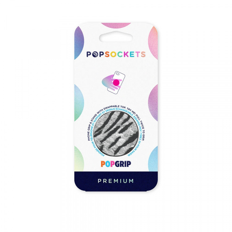 PopSockets Vegan Leather Zebra Irrotettava Grip Telinetoiminnolla Premium