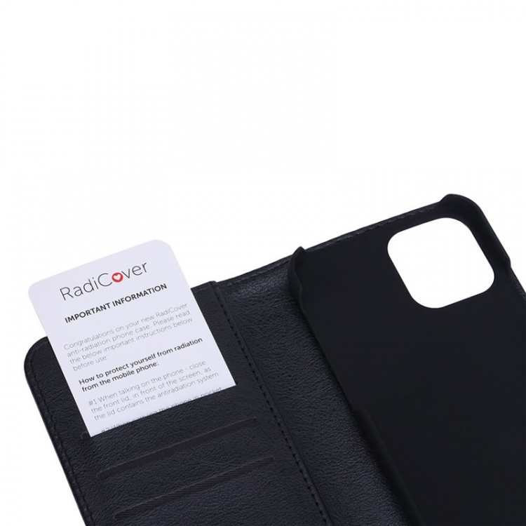 Radicover Lompakko iPhone 12 / 12 Pro Säteilysuojattu Flipcover RFID Musta Radicover Lompakko iPhone 12 / 12 Pro Säteilysuojattu Flipcover RFID Musta