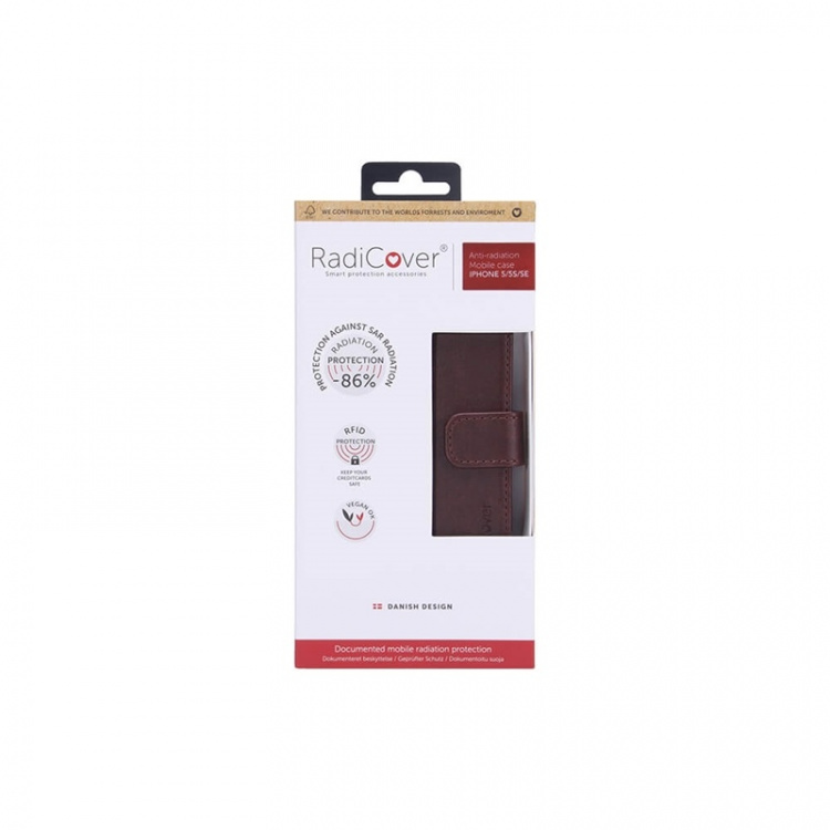 Radicover Säteilysuoja-lompakko PU iPhone 5/5S/SE Flipcover Ruskea Radicover Säteilysuoja-lompakko PU iPhone 5/5S/SE Flipcover Ruskea
