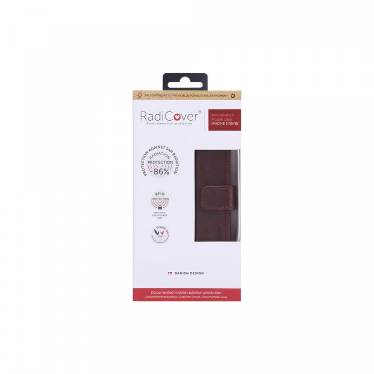 Radicover Säteilysuoja-lompakko PU iPhone 5/5S/SE Flipcover Ruskea Radicover Säteilysuoja-lompakko PU iPhone 5/5S/SE Flipcover Ruskea