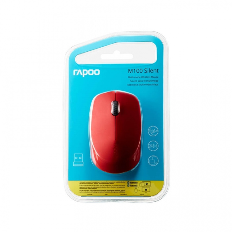 Rapoo Hiiri M100 Hiljainen Langaton Multi-Mode Punainen