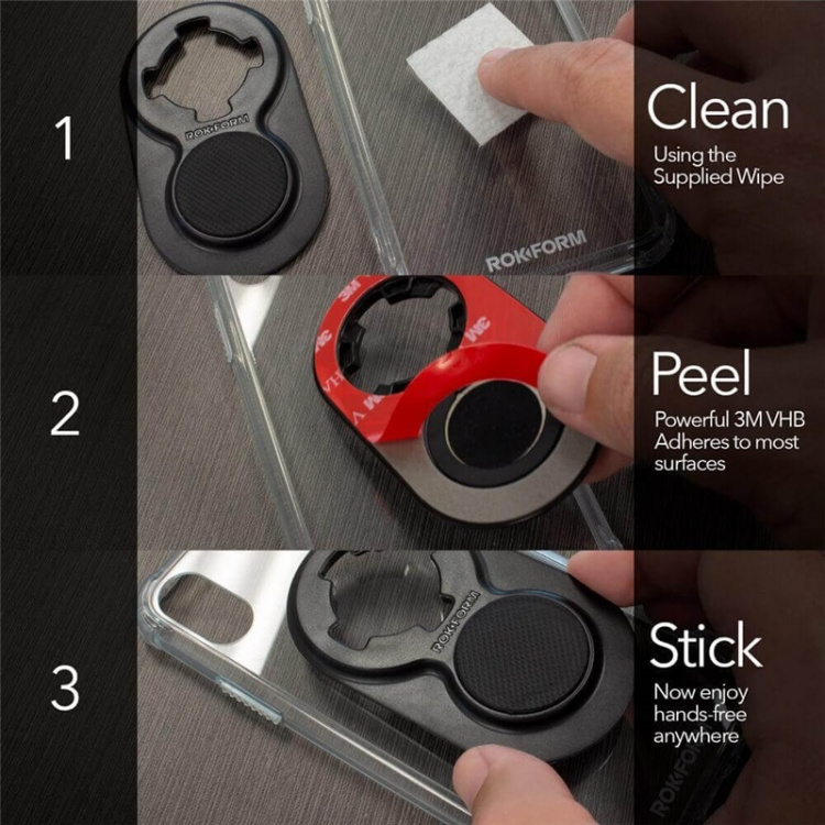 Rokform Universal Adapteri Musta 3M Teippikiinnitys Sopii puhelimille ja tableteill Rokform Universal Adapteri Musta 3M Teippikiinnitys Sopii puhelimille ja tableteill