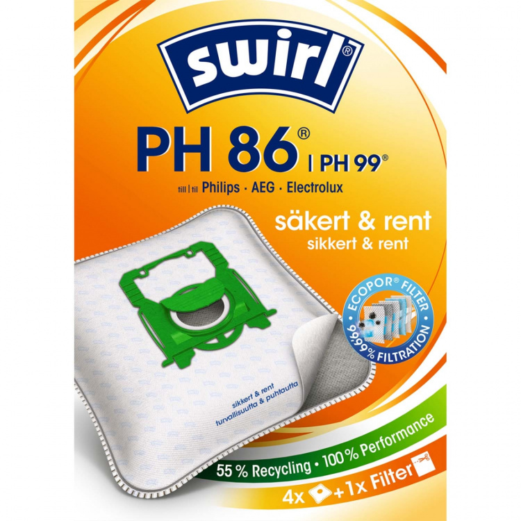 Swirl Pölynimuripussit PH86/PH96 4P (HUOM 3kpl DFP) Swirl Pölynimuripussit PH86/PH96 4P (HUOM 3kpl DFP)