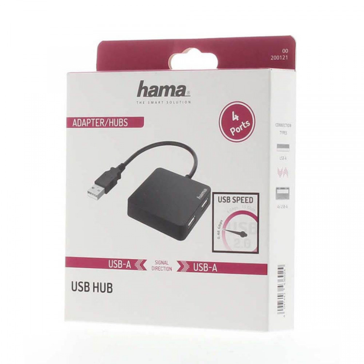 Hama Hub USB-A 2.0 4x Porttia 480 Mbit/s Hama Hub USB-A 2.0 4x Porttia 480 Mbit/s