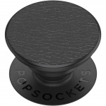 PopSockets Pebbled Vegan Leather Black Irrotettava Grip Telinetoiminnolla Premium