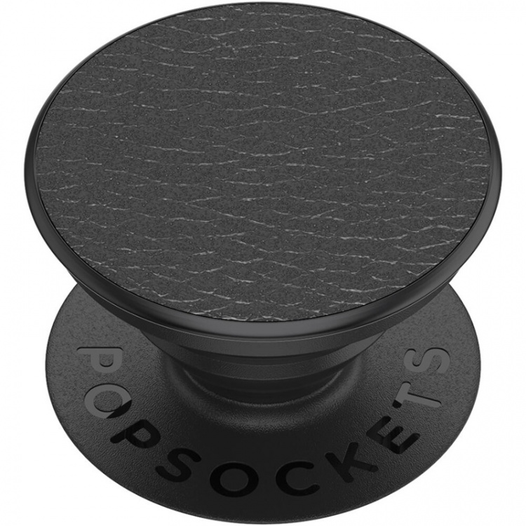 PopSockets Pebbled Vegan Leather Black Irrotettava Grip Telinetoiminnolla Premium