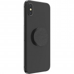 PopSockets Pebbled Vegan Leather Black Irrotettava Grip Telinetoiminnolla Premium