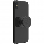 PopSockets Pebbled Vegan Leather Black Irrotettava Grip Telinetoiminnolla Premium