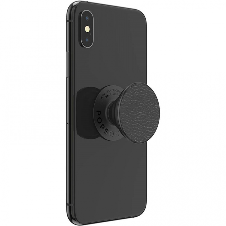 PopSockets Pebbled Vegan Leather Black Irrotettava Grip Telinetoiminnolla Premium