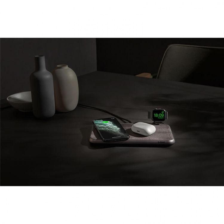 Zens Dual Pöytälaturi QI Liberty 16 coils 2x15W Fabric Surface (Apple & Samsung QC) Zens Dual Pöytälaturi QI Liberty 16 coils 2x15W Fabric Surface (Apple & Samsung QC)