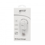 Gear Laturi GaN 220V 2xUSB-C + 1xUSB-A PD 45W + 18W + 3A ( 65W) Valkoinen