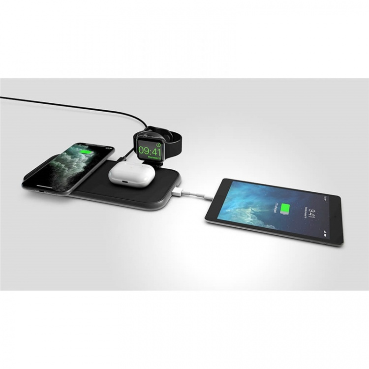 Zens 4in1 Dual Alu. Laturi QI 220V-Johto 2x10W + 45W PD + Apple Watch Puck MFI