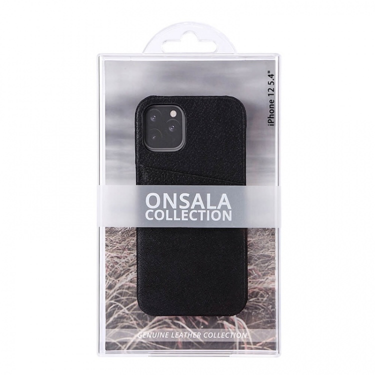 Onsala COLLECTION Suojakuori Nahka Musta iPhone 12 Mini