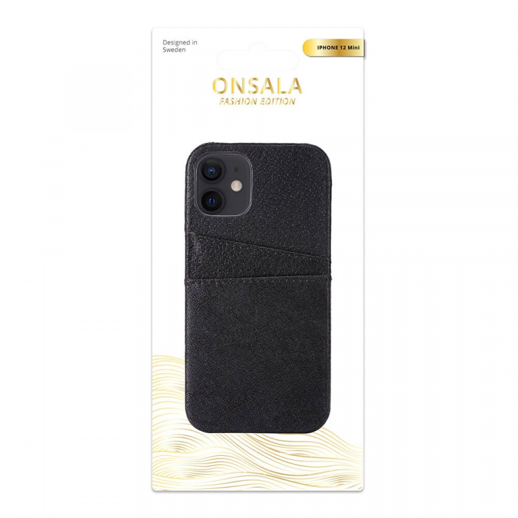 Onsala COLLECTION Suojakuori Nahka Musta iPhone 12 Mini