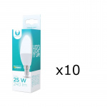 LED-lamppu E14, C37, 3W, 230V, 3000K 10-pack, Lämmin valkoinen