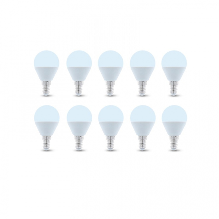 LED-Lampa E14, G45, 6W, 6000K 10-pack, Kallvitt