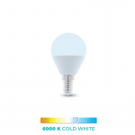 LED-lamppu E14, G45, 6W, 6000K, Kylmä valkoinen
