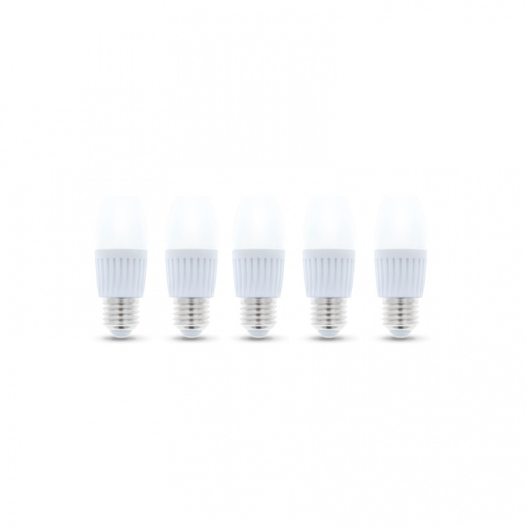 LED-lamppu E27, C37, 10W, 230V, 6000K, keraaminen 5-pack, viileä valkoinen