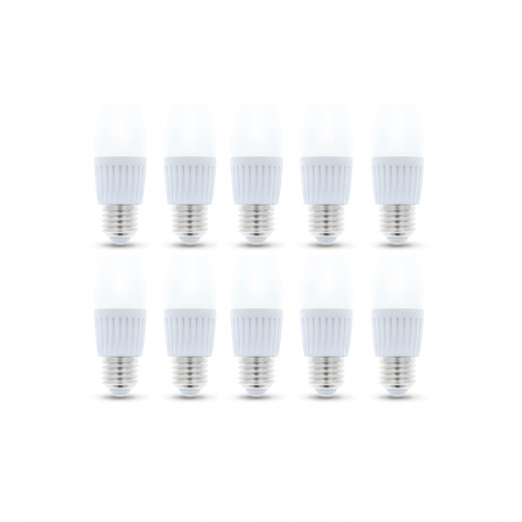LED-lamppu E27, C37, 10W, 230V, 6000K, keraaminen 10-pack, viileä valkoinen LED-lamppu E27, C37, 10W, 230V, 6000K, keraaminen 10-pack, viileä valkoinen