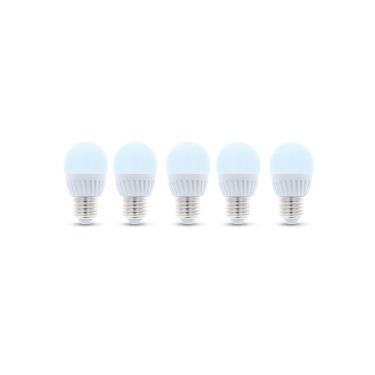 LED-lamppu E27, G45, 10W, 230V, 6000K, keraaminen 5-pack, viileä valkoinen LED-lamppu E27, G45, 10W, 230V, 6000K, keraaminen 5-pack, viileä valkoinen