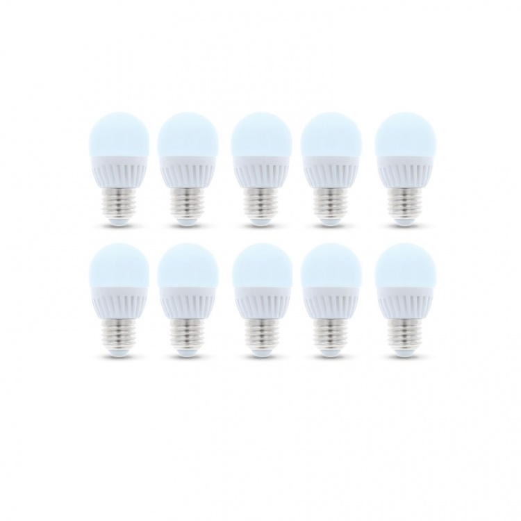 LED-lamppu E27, G45, 10W, 230V, 6000K, keraaminen 10-pack, viileä valkoinen