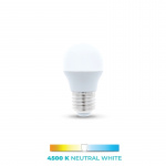 LED-lamppu E27, G45, 6W, 4500K, valkoinen neutraali LED-lamppu E27, G45, 6W, 4500K, valkoinen neutraali