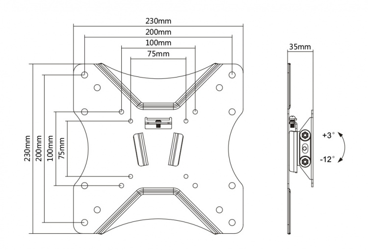 DELTACO OFFICE näytön seinäkiinnike, 23